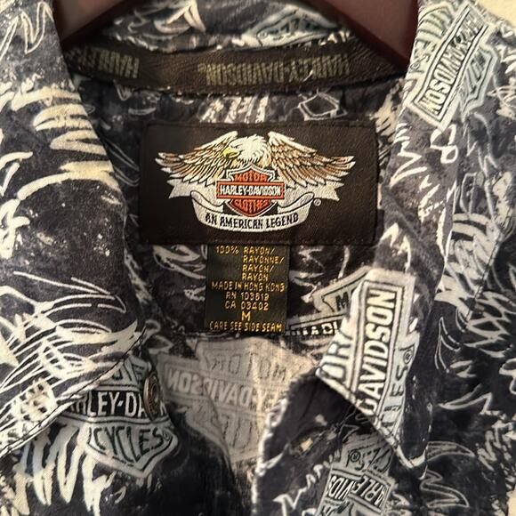 Harley Davidson Men’s Rayon Button Up Polo Size M - Picture 2 of 5